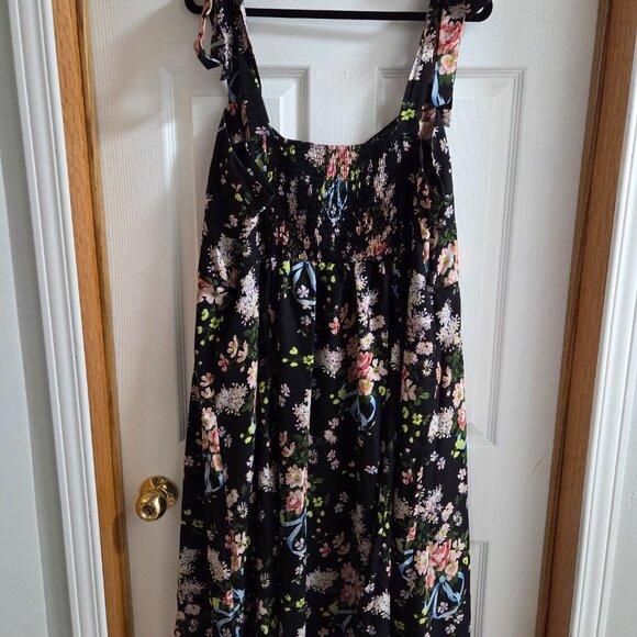 EUC ShopCider Chiffon Sweetheart Floral Knotted Ruffle Midi Dress - Picture 2 of 3